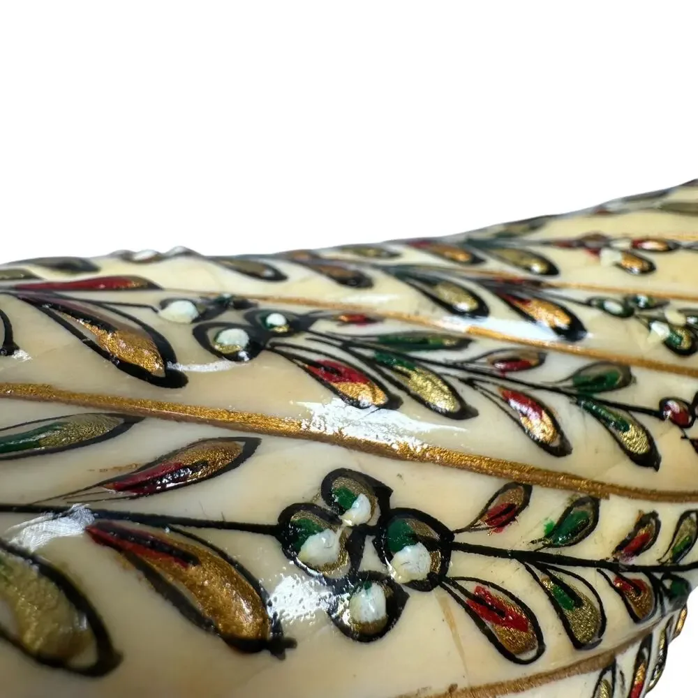 Vintage Moroccan Inlaid Bone Vase Scrimshaw 8.5